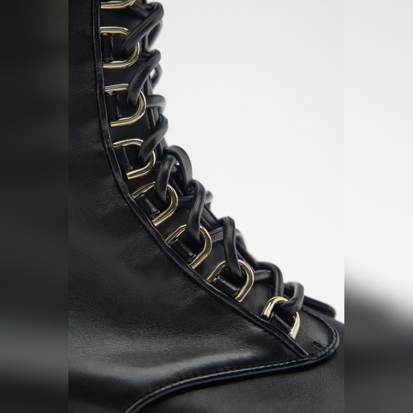 NWT Zara Geniune Leather High Top Boots - Picture 6 of 11